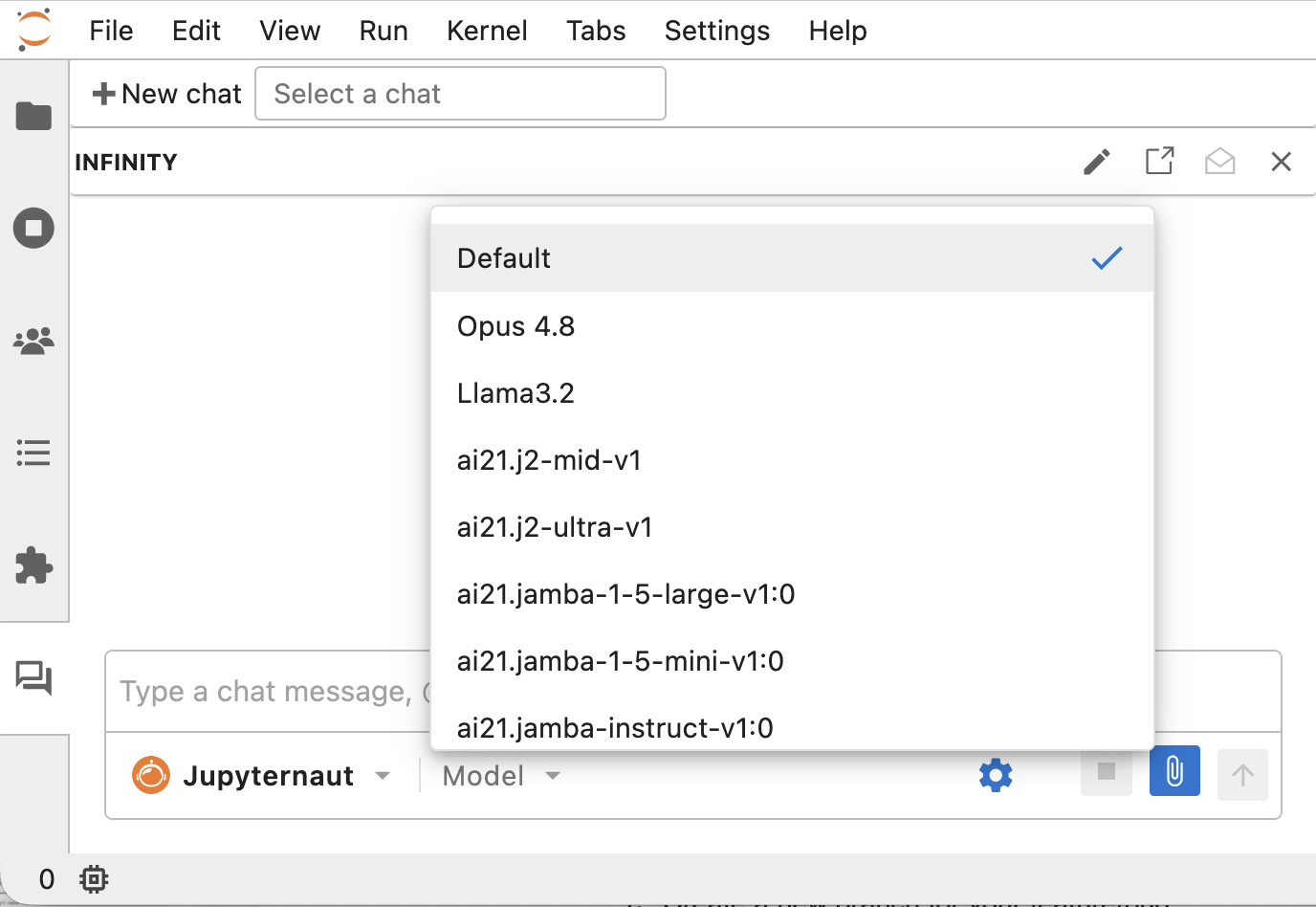 Screen shot of the chat persona