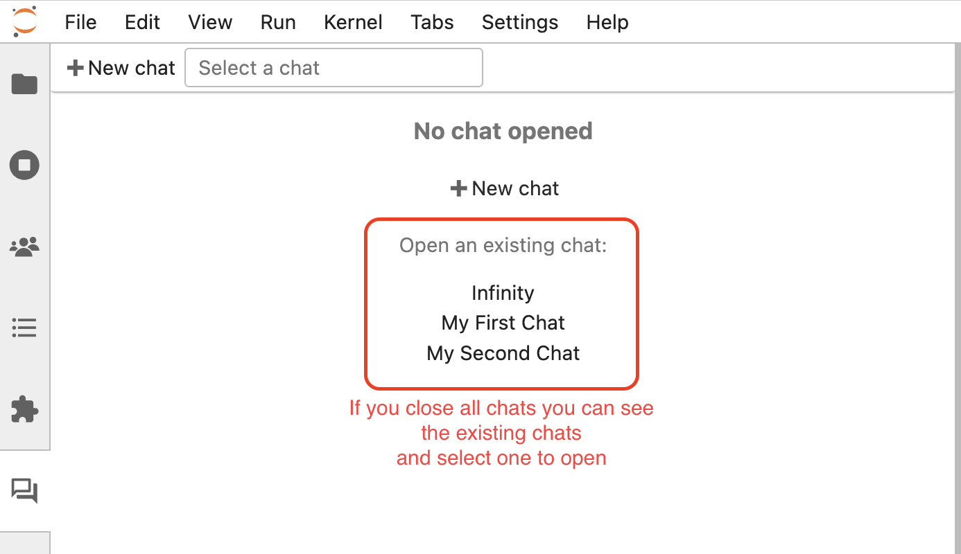 Screen shot of the new chat
